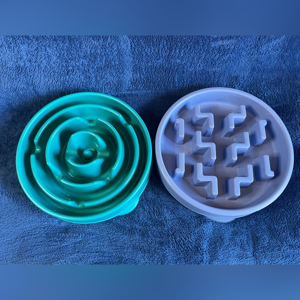 Outward Hound Fun Feeder Slo-Bowl Drop Large Teal 10.8" x 10.8" x 2"  - Set Of 2